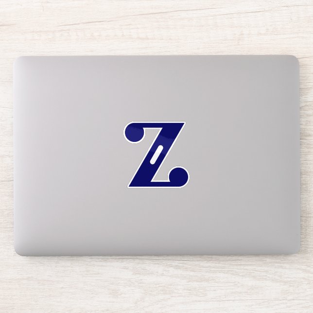 Elegant Blue Letter Z Monogram Sticker (Computer)