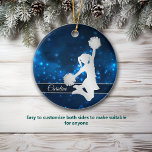 Elegant Blue Lights Silver Cheerleader Metal Ornament at Zazzle