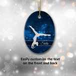 Elegant Blue Lights Silver Gymnast Ceramic Ornament at Zazzle