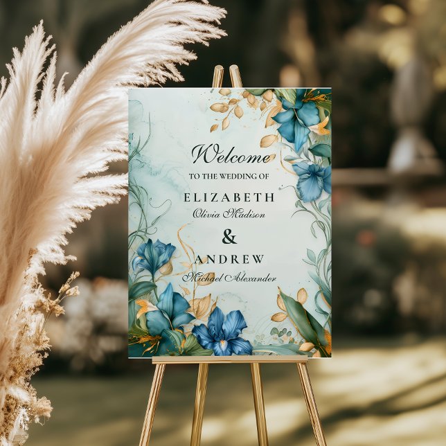 Elegant Blue Lily Botanical Wedding Foam Board (Creator Uploaded)