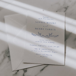 Elegant Blue Line Art Wedding Invitation