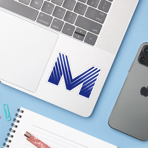 Elegant Blue Line Letter M Sticker