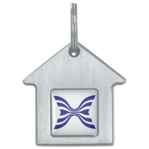 Elegant Blue Line Letter X Monogram Pet ID Tag
