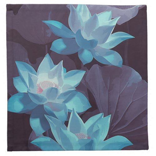Elegant Blue Lotus Acrylic Artwork  Cloth Napkin