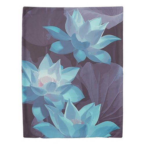 Elegant Blue Lotus Acrylic Artwork  Duvet Cover
