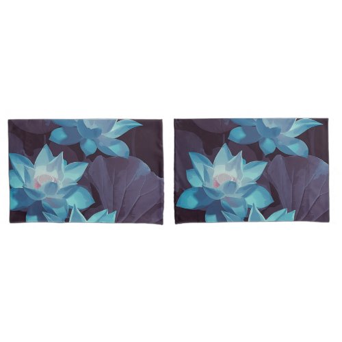 Elegant Blue Lotus Acrylic Artwork  Pillow Case