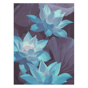 Elegant Blue Lotus Acrylic Artwork Tablecloth