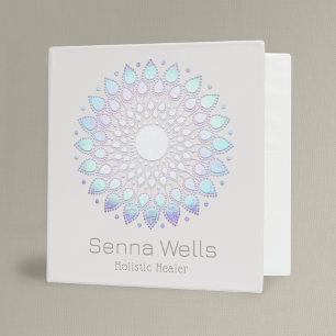 Elegant Blue Lotus Flower Mandala 3 Ring Binder