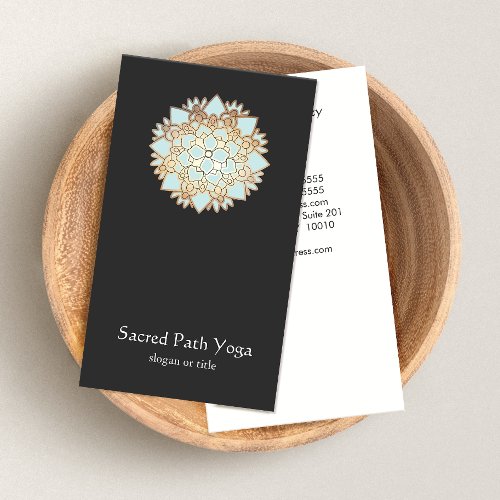 Elegant Blue Lotus Flower Mandala Business Card