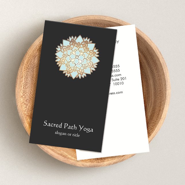 Elegant Blue Lotus Flower Mandala Business Card (Creator Uploaded)