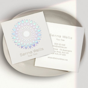 Elegant Blue Lotus Flower Mandala Square Business Card