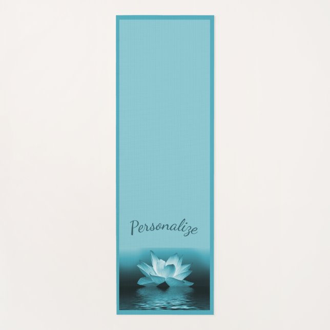 Elegant Blue Lotus Flower Zen Yoga Namaste Mat (Front)