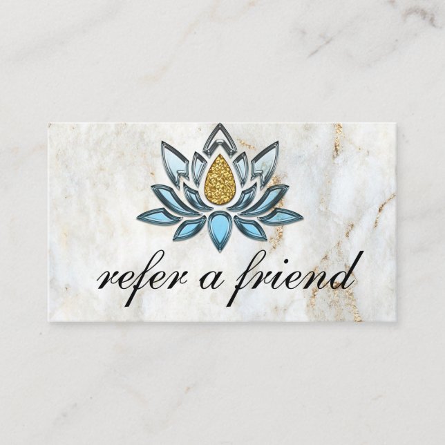 Elegant Blue Lotus Marble  Referral Card (Front)