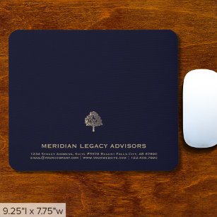 Elegant Blue Luxury Gold Tree Logo Mouse Pad