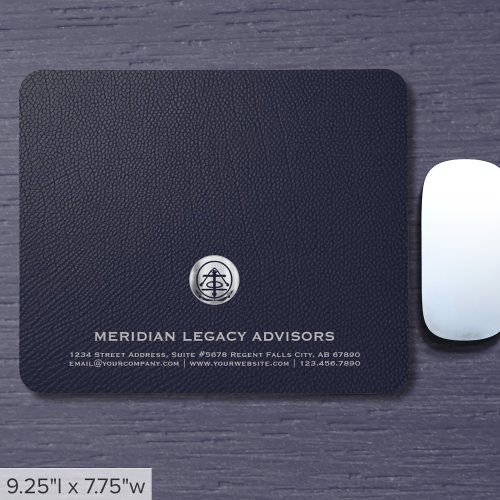 Elegant Blue Luxury Silver Logo Mouse Pad