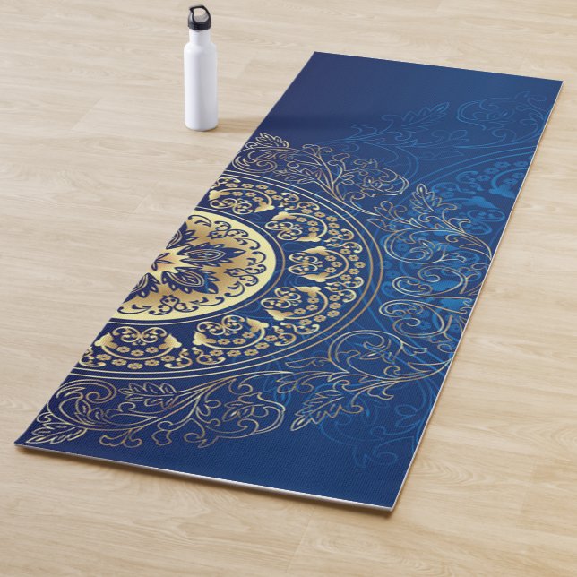 Elegant Blue Mandala Pattern Yoga Mat! Yoga Mat (In Situ)