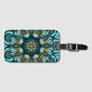 Elegant Blue Mandala Sacred Geometry Boho Zen Luggage Tag