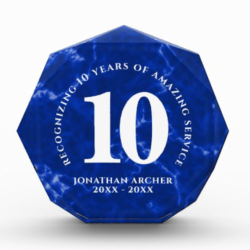 Elegant Blue Marble 10 Years Work Anniversary Photo Block