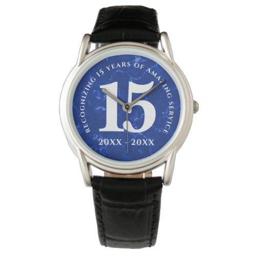 Elegant Blue Marble 15 Years Work Anniversary Watch