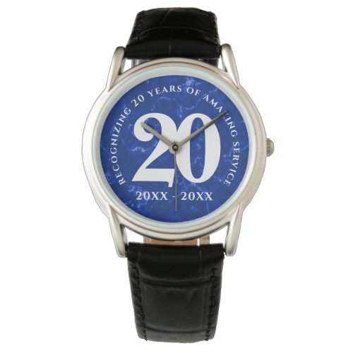 Elegant Blue Marble 20 Years Work Anniversary Watch
