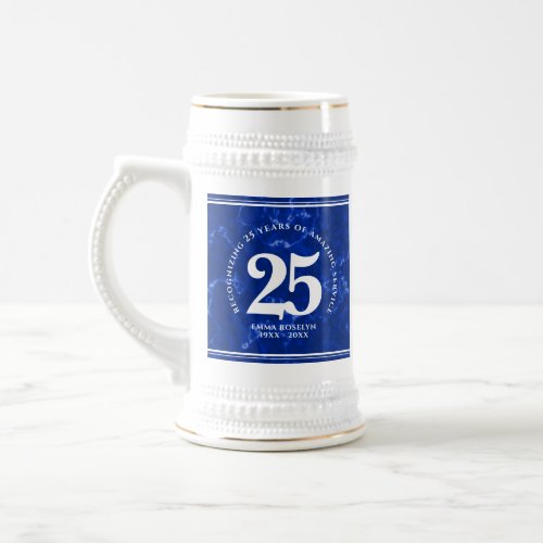 Elegant Blue Marble 25 Years Work Anniversary Beer Stein