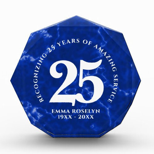 Elegant Blue Marble 25 Years Work Anniversary Photo Block