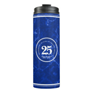 Elegant Blue Marble 25 Years Work Anniversary Thermal Tumbler