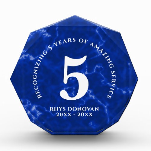 Elegant Blue Marble 5 Years Work Anniversary Photo Block