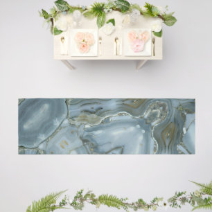 Elegant Blue Marble Agate Wedding Runner