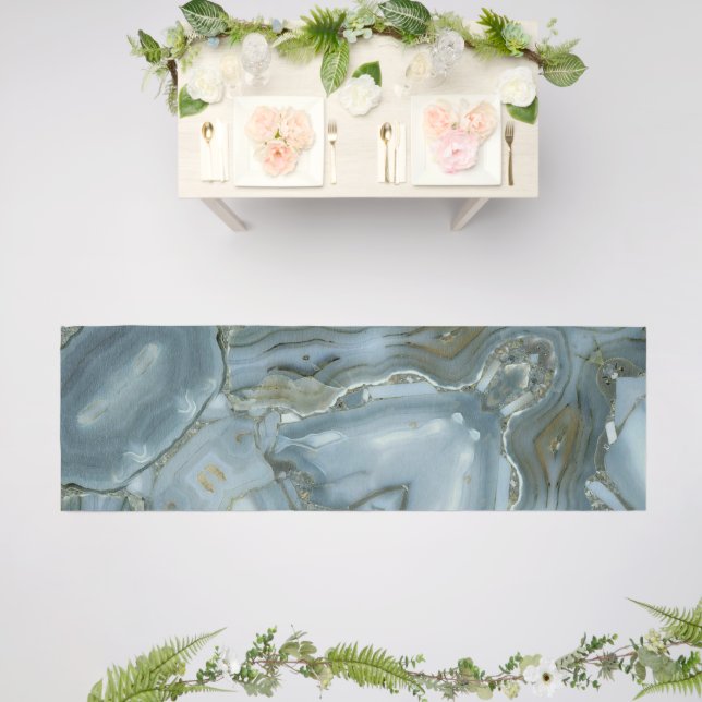 Elegant Blue Marble Agate Wedding Runner (Insitu (Wedding 2))