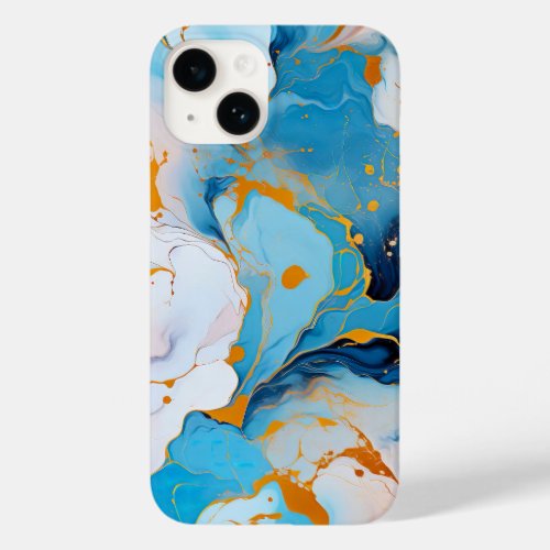 Elegant Blue Marble Boho Aesthetic Case_Mate iPhone 14 Case
