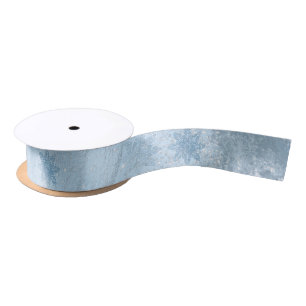 Elegant blue marble glitter snowflake pattern satin ribbon