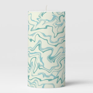 Elegant Blue Marble Modern Abstract Home Decor  Pillar Candle