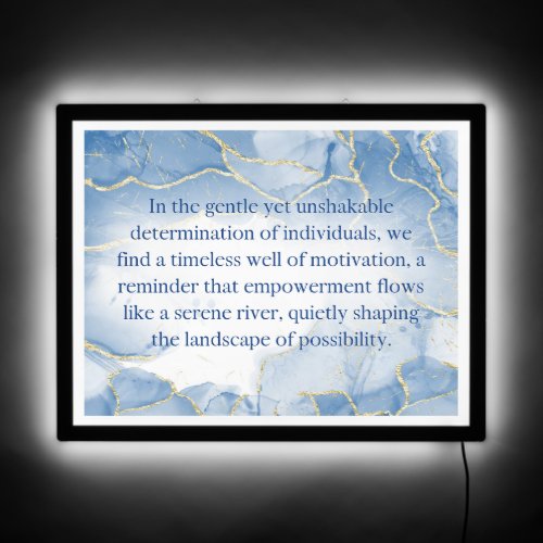 Elegant Blue Marble Motivational Quote           LED Sign