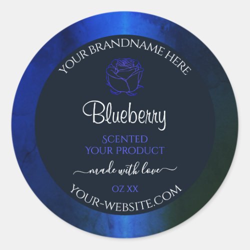 Elegant Blue Marble Pattern Floral Product Labels