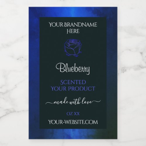Elegant Blue Marble Pattern Floral Product Labels