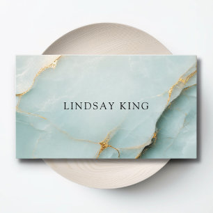 Elegant Blue Marble QR Code Business Card