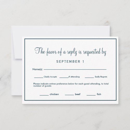 Elegant Blue Marble Script Wedding  RSVP