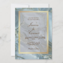 Elegant Blue Marble wedding gold Minimalist