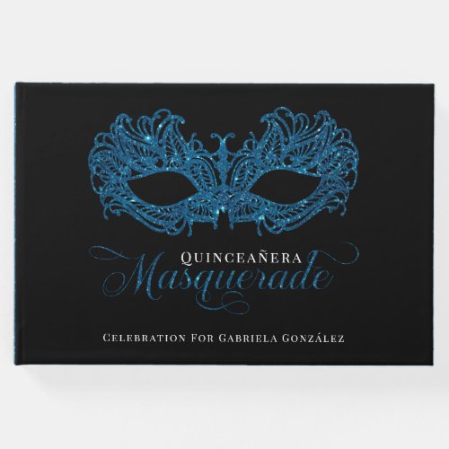 Elegant Blue Masquerade Quinceanera Guest Book