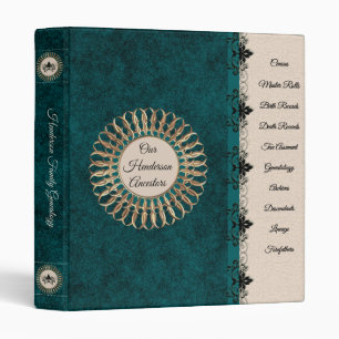 Elegant Blue Medallion Genealogy 3 Ring Binder