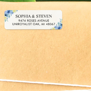 Elegant Blue Mediterranean Lemon Wedding Label