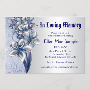 Elegant Blue Memorial Service Announcements