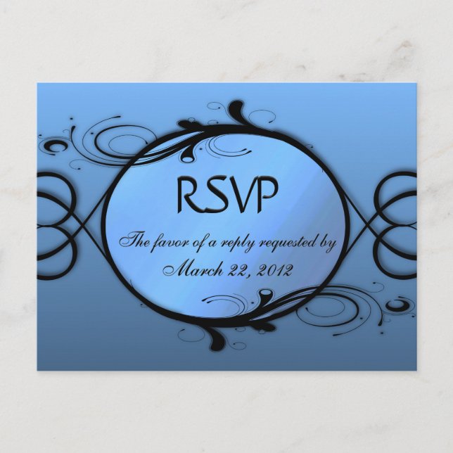 Elegant Blue Menu RSVP (Front)