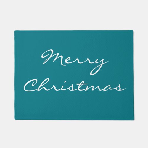 Elegant Blue Merry Christmas Door Mat