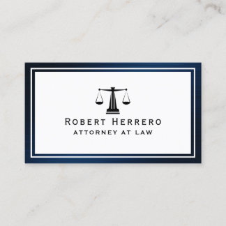 Elegant blue metal frame legal business card