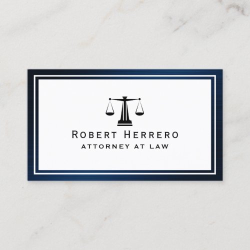 Elegant blue metal frame legal  business card