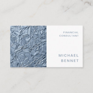 Elegant Blue Metallic Finance Consultant Business Card