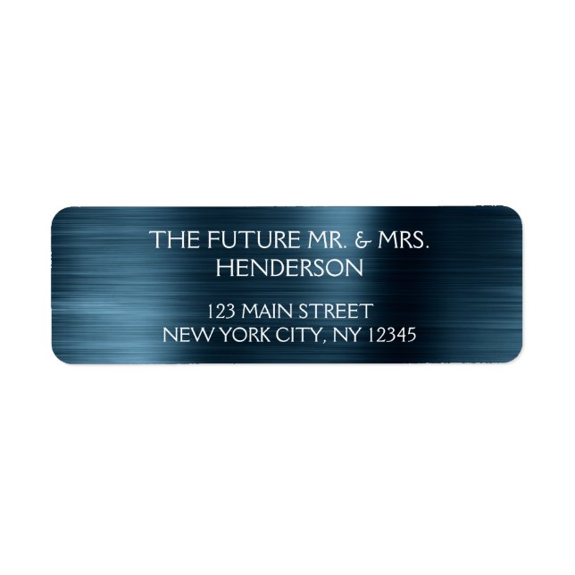 Elegant Blue Metallic Foil Modern Wedding Label (Front)
