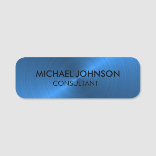 Elegant Blue Metallic Professional Business  Name Tag